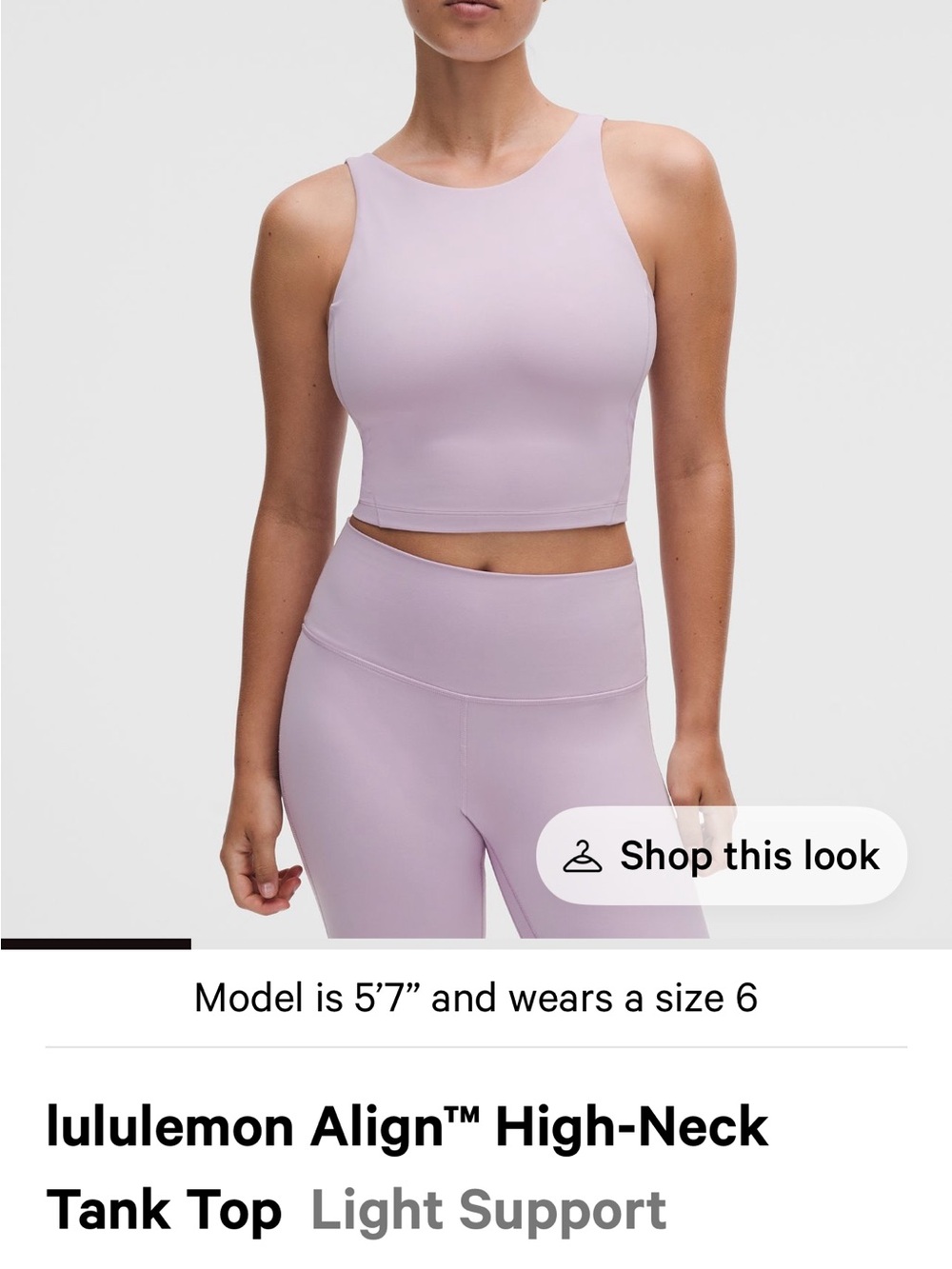 lululemon Align™ High-Neck Tank Top — Lilac play color  size 10